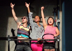 Justin Juen, Taylor Hawthorne and Kahyun Kim in Latino Theatre Company's production of Alice Tuan's "Hit"